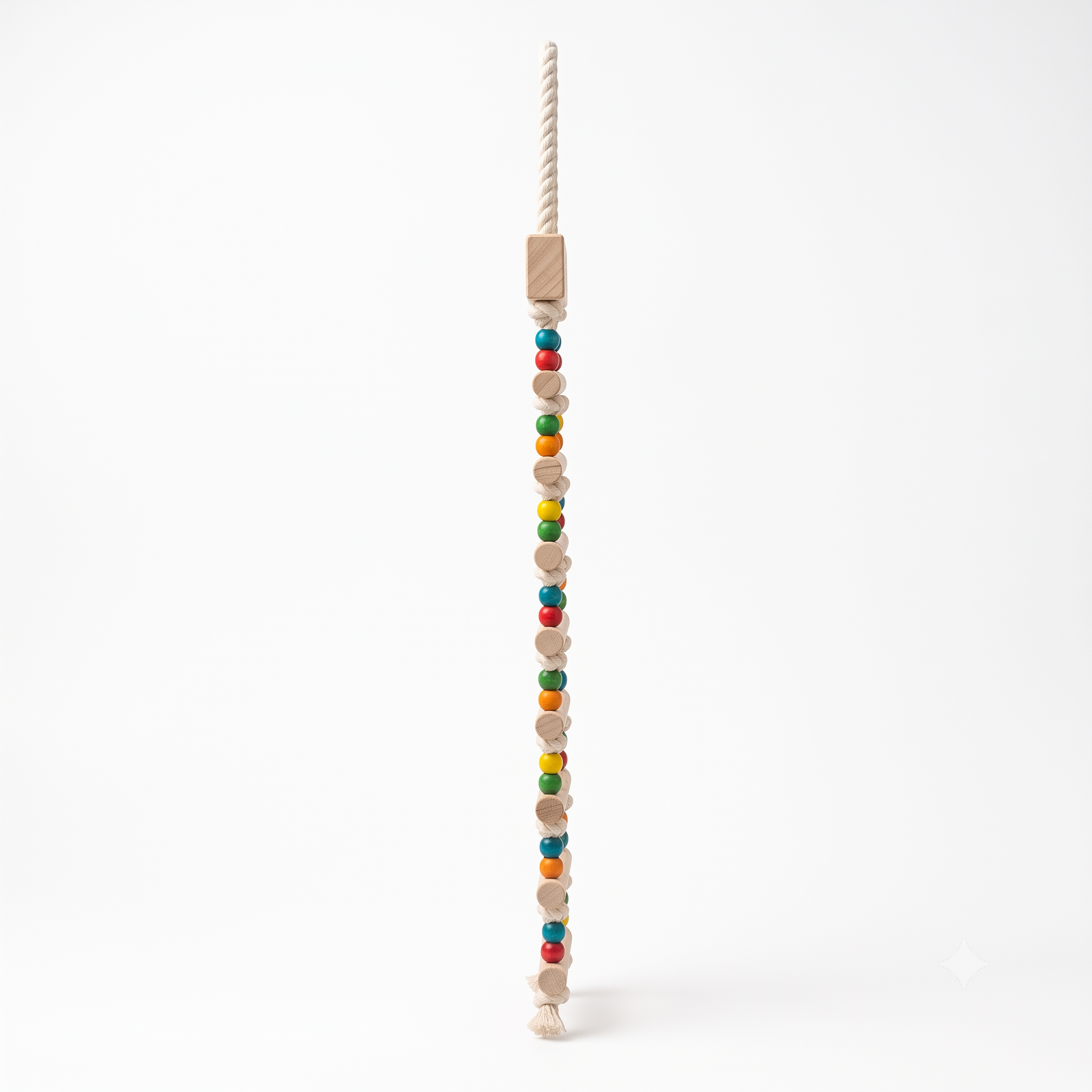 El Nuevo Neighborhood Pet Shop Natural Wood & Rope Bird Ladder Toy with Colorful Beads - Image 2
