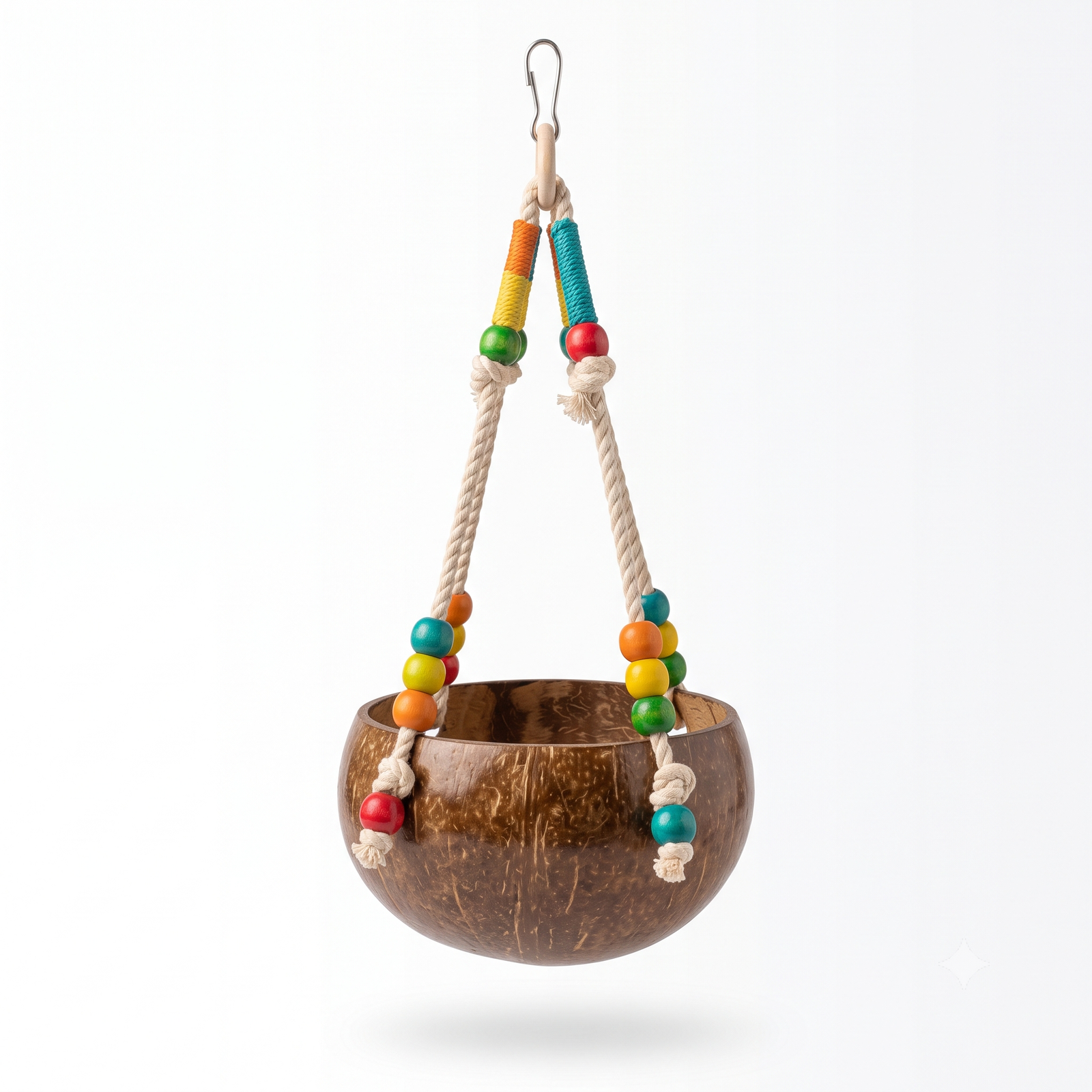El Nuevo Neighborhood Pet Shop Natural Coconut Shell Bird Swing & Resting Bed with Colorful Beads - Image 2