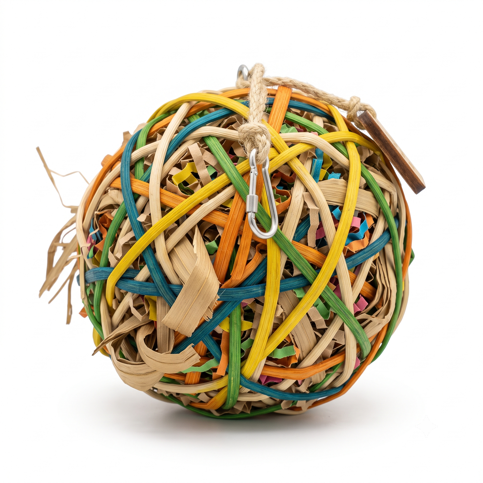 El Nuevo Neighborhood Pet Shop Woven Foraging Ball Bird Toy with Colorful Crinkle Paper - Image 2