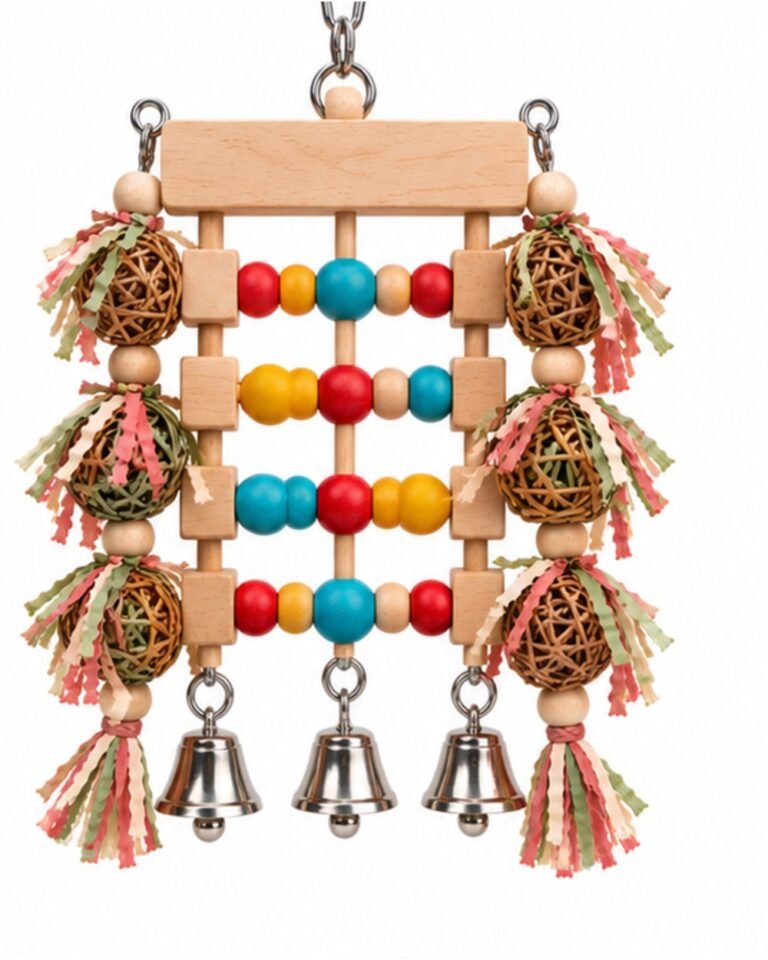 Wooden Abacus Activity Toy for birds, plain front view